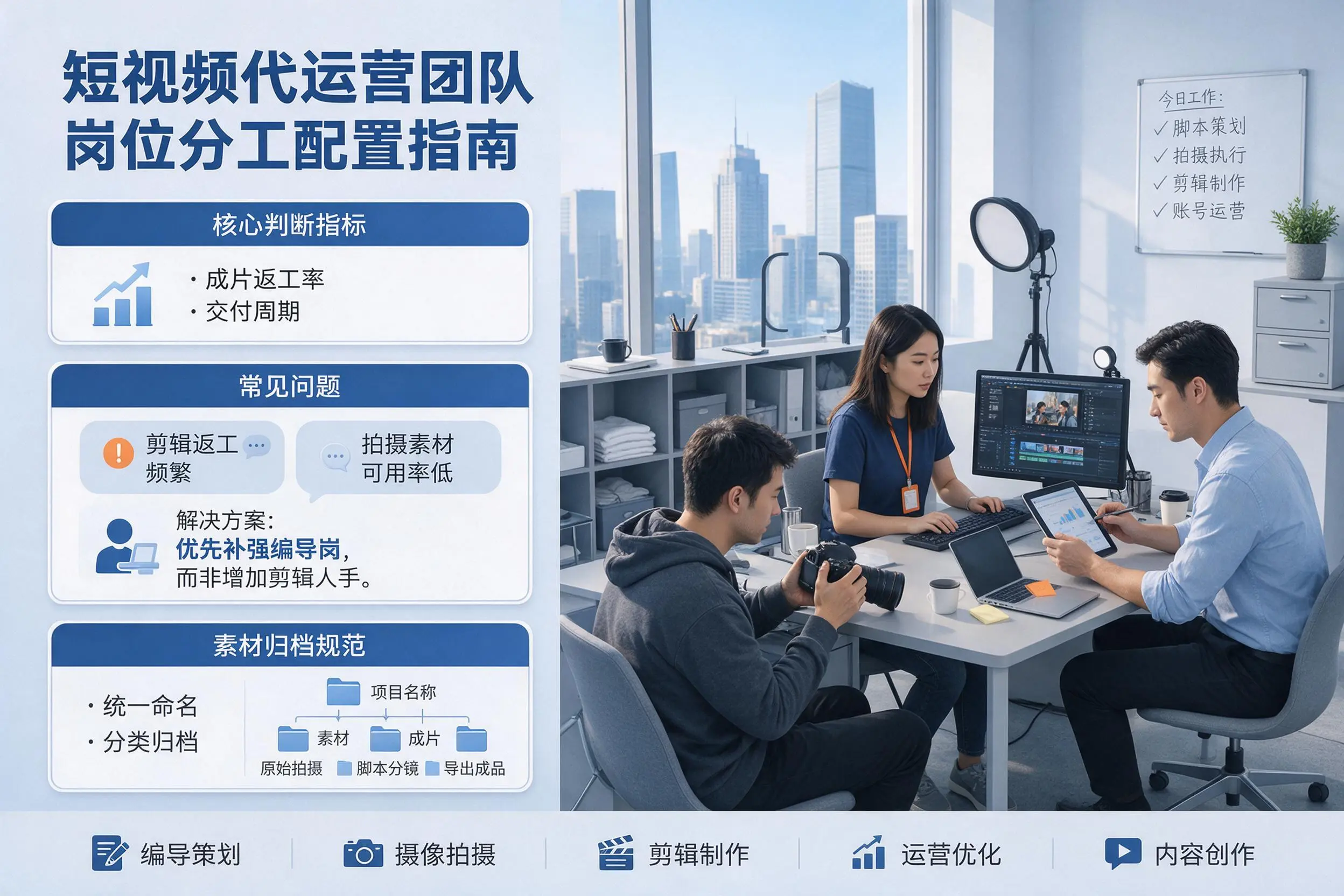 短视频代运营团队如何配置？枣庄企业岗位分工科普说明